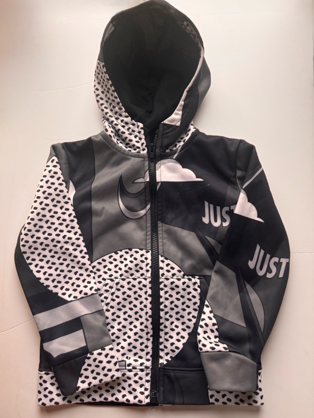 Nike Therma-FIT Toddler Full Zip Hoodie Jacket 3T Black Gray Graphic
